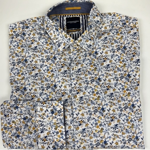 Denim & Flower Ricky Singh Men’s Floral Print Long Sleeve Button Down Shirt - Picture 1 of 6